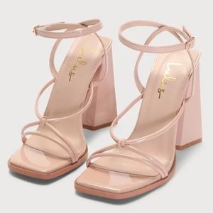 Siarla Light Nude Patent Strappy High Heel Sandals Size 7 WORN ONCE
